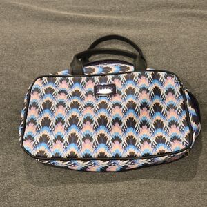 Nicole Miller Black and Blue Patterned Cosmetic Bag